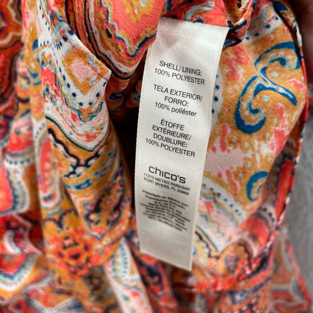 Chicos Sheer Tunic XL Paisley Lagenlook Boho Artsy Longline Lightweight Sz 3 - Picture 5 of 10